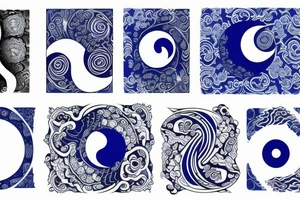 yin and yang in harmony blue tattoo idea