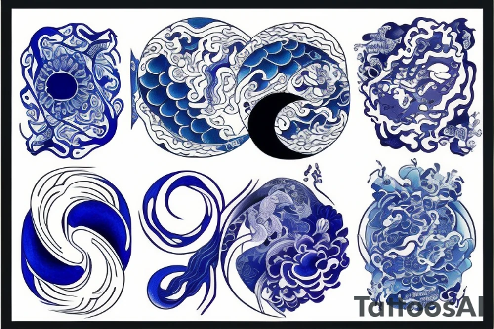 yin and yang in harmony blue tattoo idea