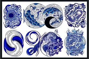 yin and yang in harmony blue tattoo idea