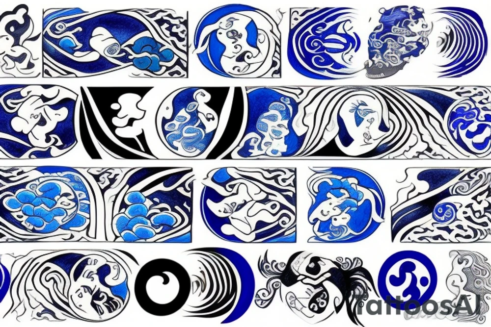 yin and yang in harmony blue tattoo idea