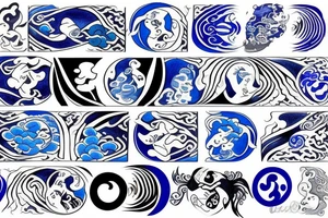 yin and yang in harmony blue tattoo idea