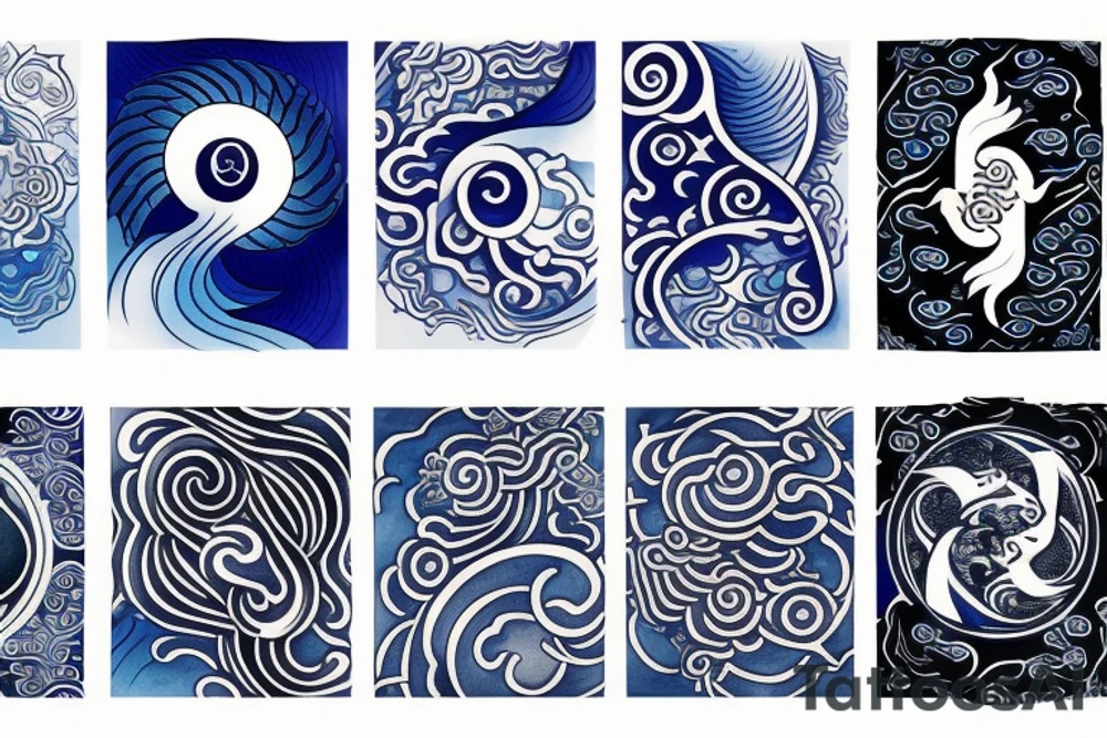yin and yang in harmony blue tattoo idea