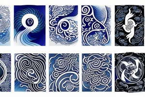 yin and yang in harmony blue tattoo idea