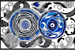 yin and yang in harmony blue black tattoo idea