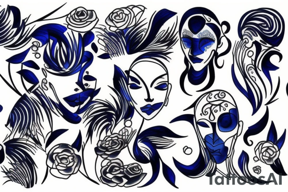 black and  blue in balance tattoo idea