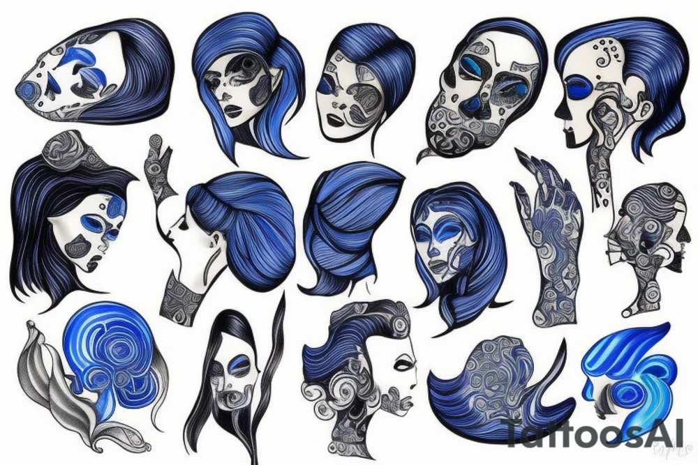 black and  blue in balance tattoo idea
