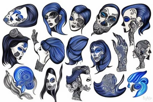 black and  blue in balance tattoo idea