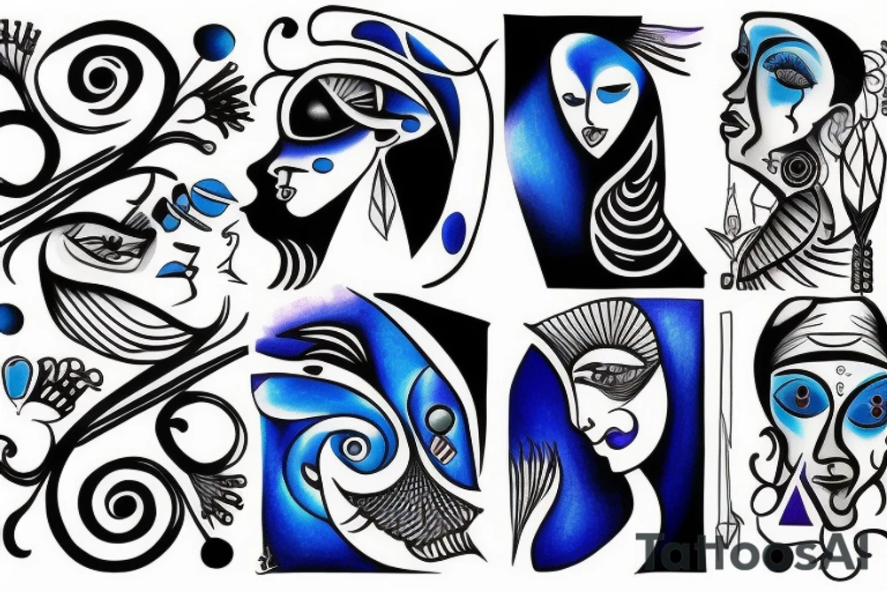 black and  blue in balance tattoo idea
