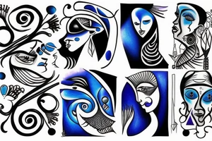 black and  blue in balance tattoo idea