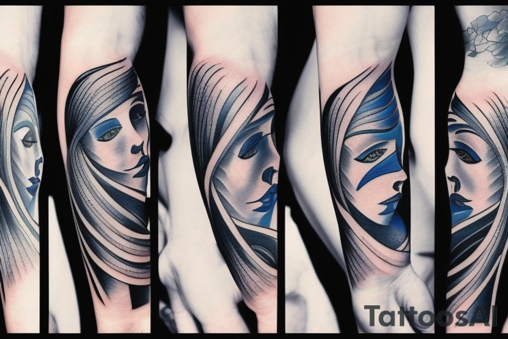 black and  blue in balance tattoo idea