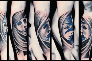 black and  blue in balance tattoo idea