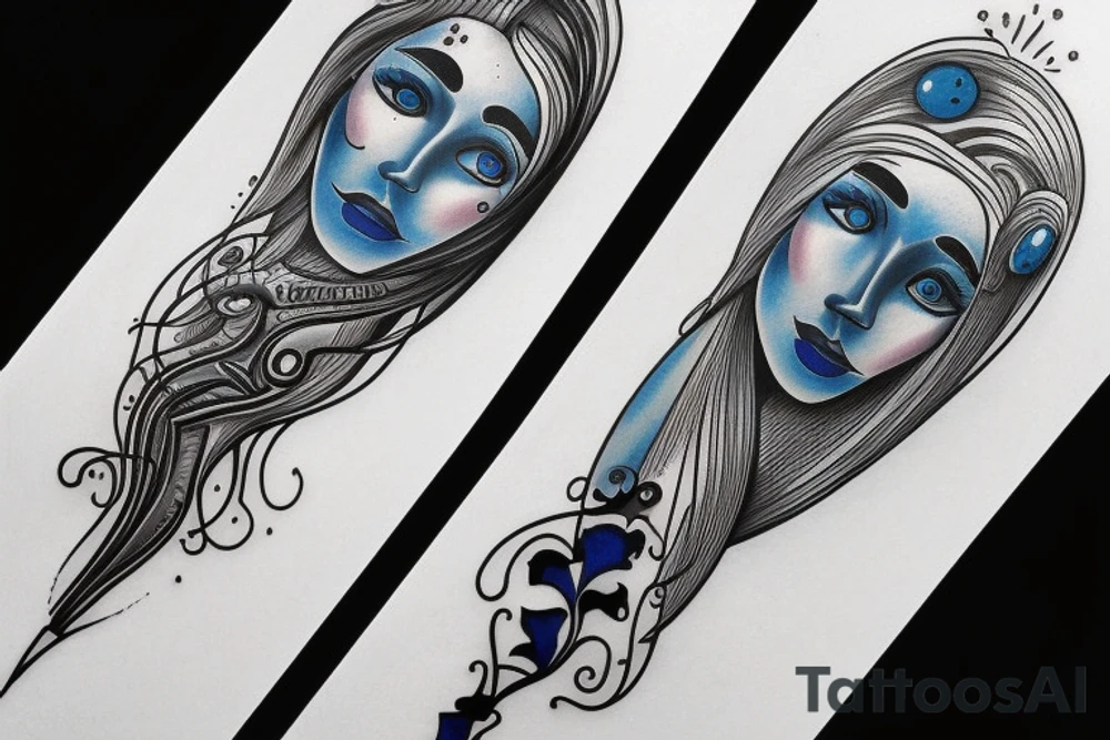 black and  blue in balance tattoo idea