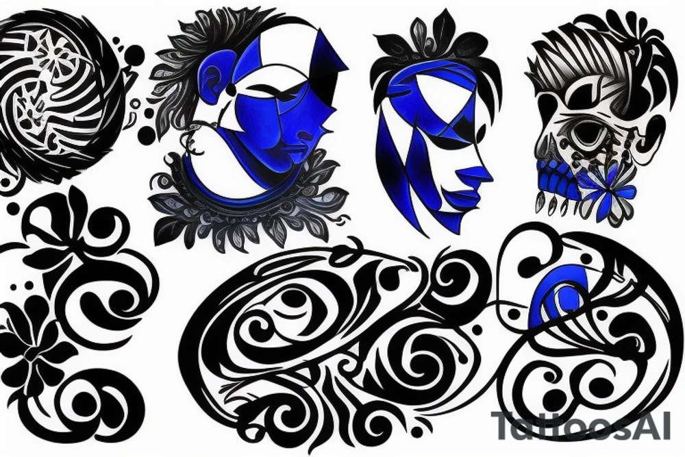 black and  blue in balance tattoo idea
