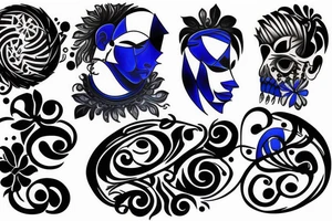 black and  blue in balance tattoo idea