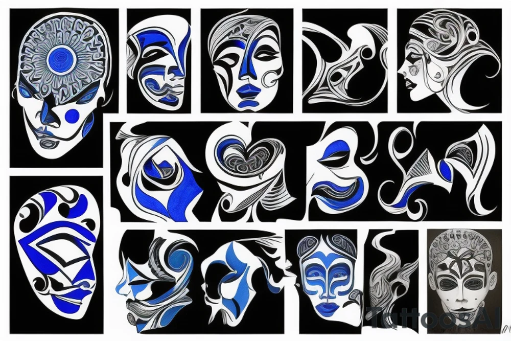 black and  blue in balance tattoo idea