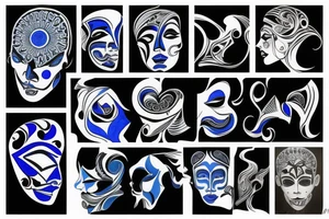 black and  blue in balance tattoo idea