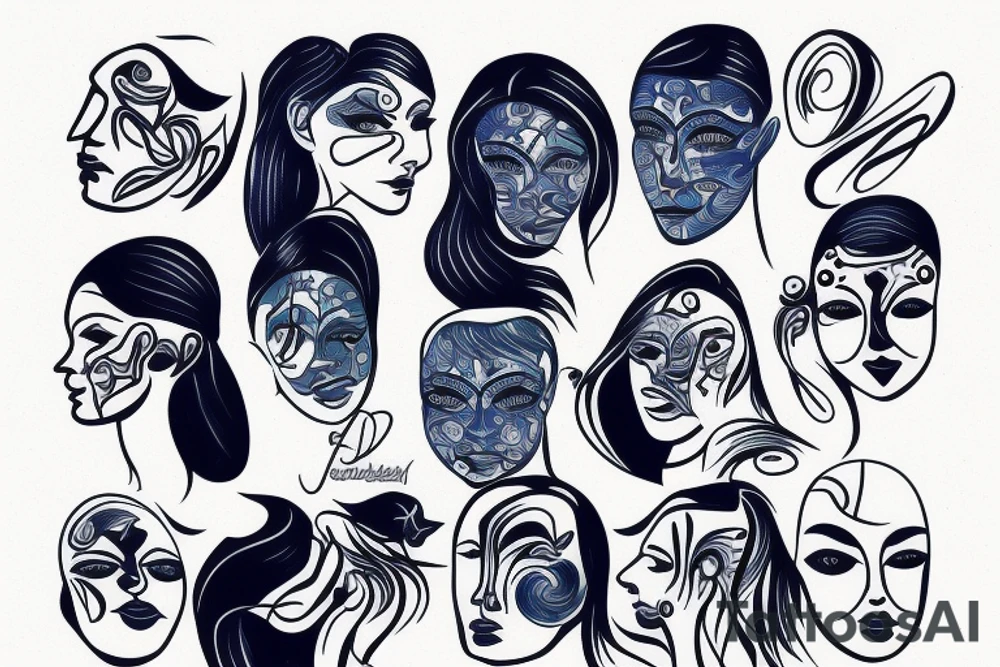 black and  blue in balance tattoo idea