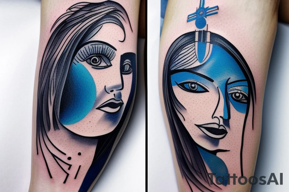 black and  blue in balance tattoo idea