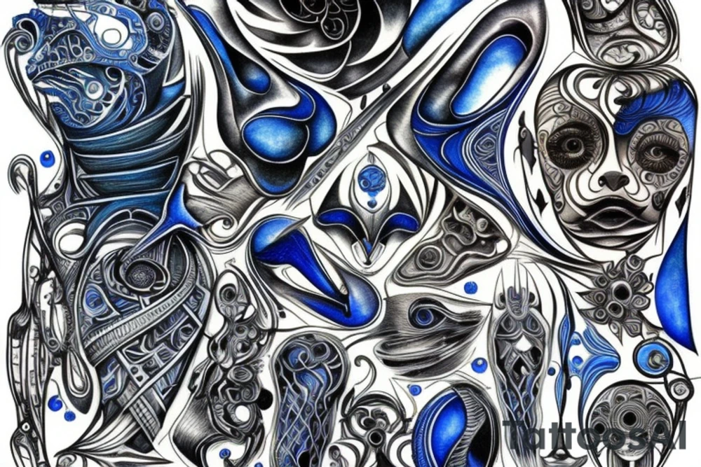 black and  blue in balance tattoo idea