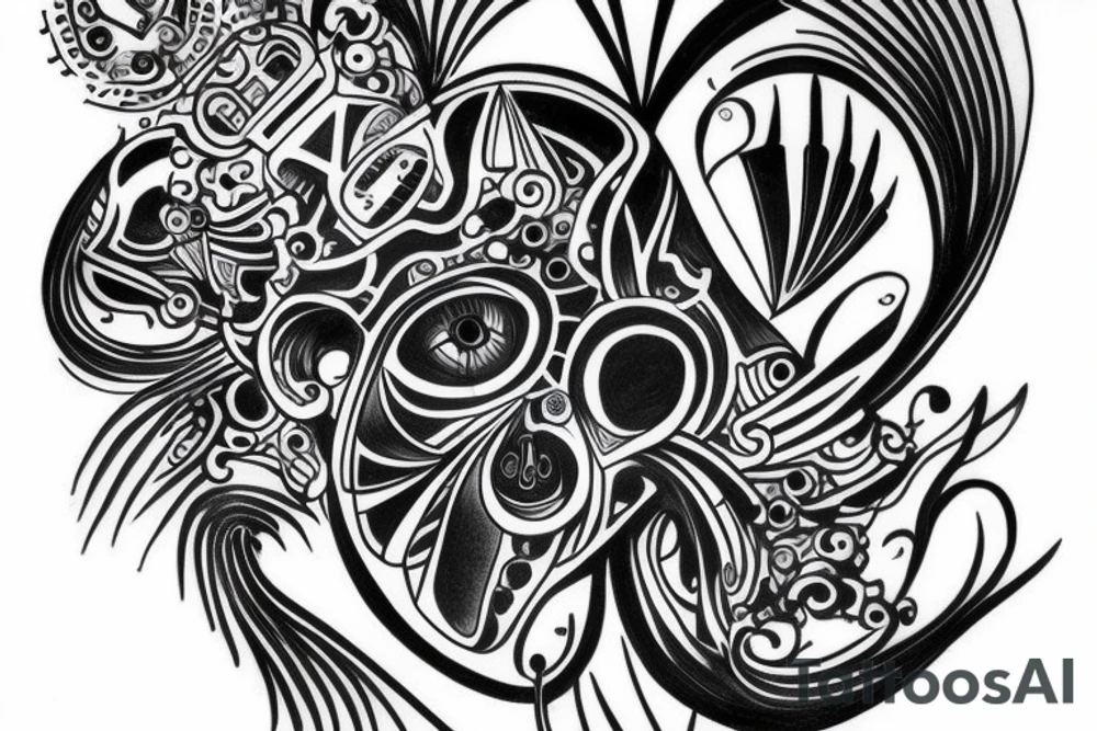 black and  blue in balance tattoo idea