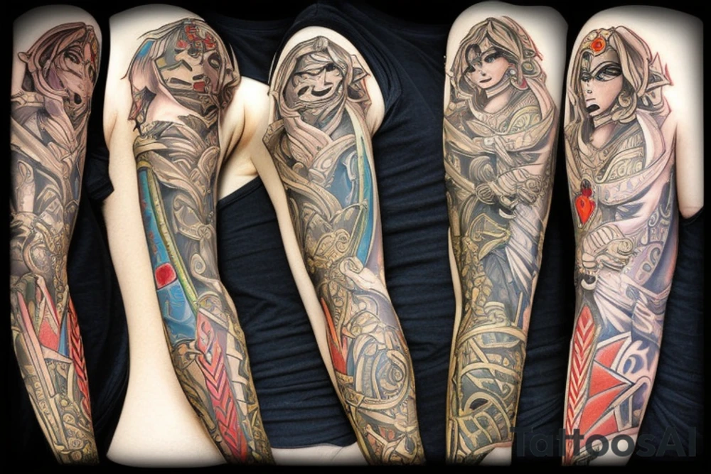 Full sleeve tattoo zelda tattoo idea