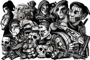 Full sleeve tattoo borderlands video game tattoo idea