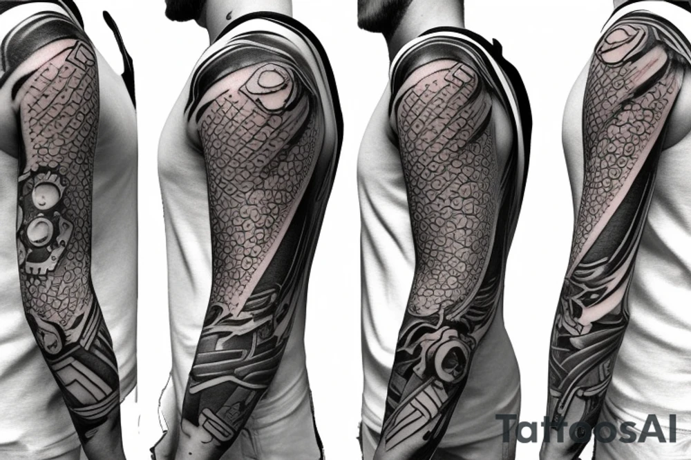 Full sleeve tattoo borderlands video game tattoo idea
