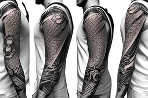 Full sleeve tattoo borderlands video game tattoo idea