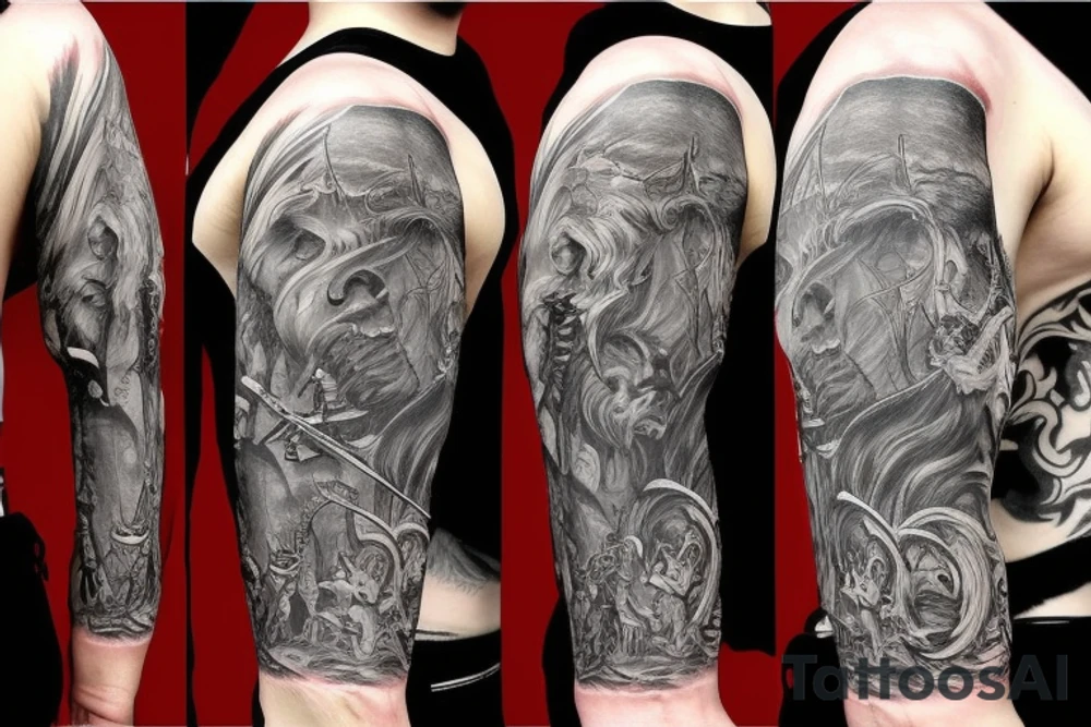 Lord of the Rings full sleeve tattoo idea
