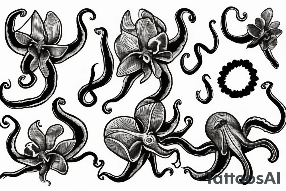 Orchid octopus tattoo idea