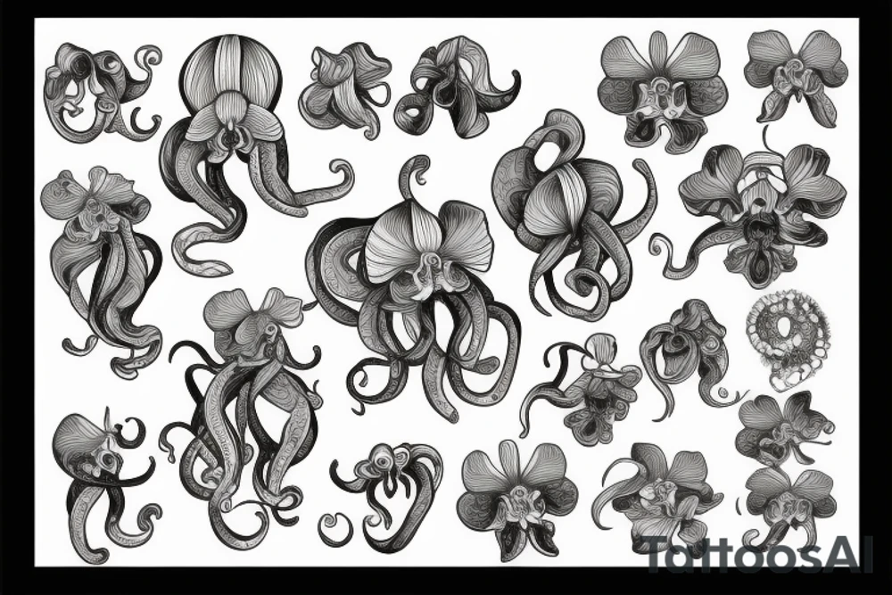 Orchid octopus tattoo idea