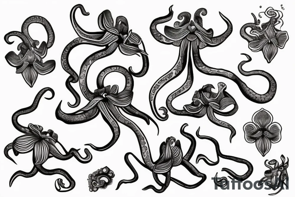 Orchid octopus tattoo idea
