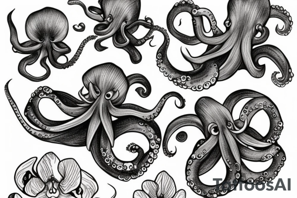 Orchid octopus tattoo idea