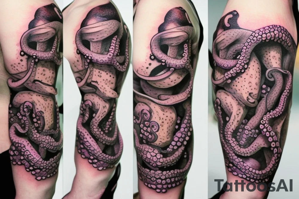 Octopus with orchids tattoo idea