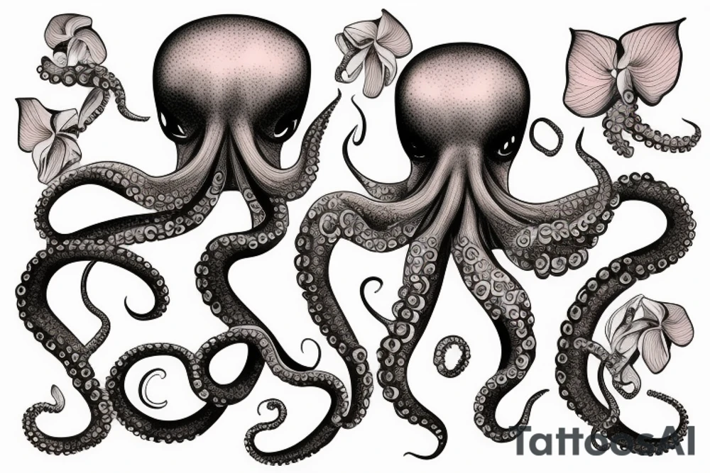 Octopus with orchids tattoo idea