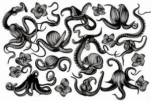 Octopus with orchids tattoo idea