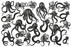 Octopus with orchids tattoo idea