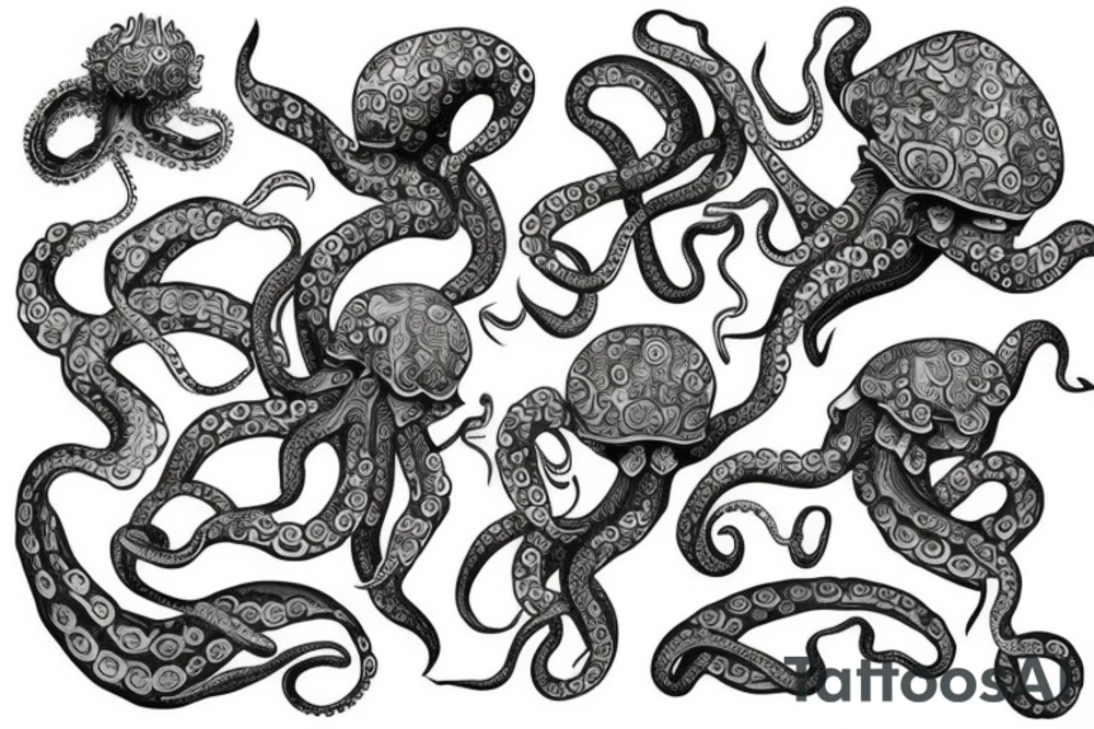 Octopus with orchids tattoo idea