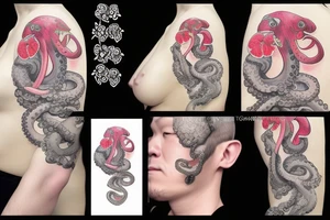 Octopus with orchids tattoo idea