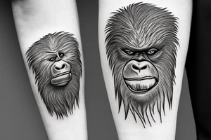Sasquatch runs through the trees tattoo idea