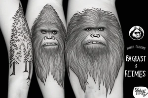 Sasquatch runs through the trees tattoo idea