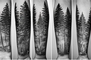 Sasquatch runs through the trees tattoo idea