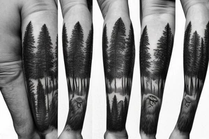 sasquatch hiding in the forest tattoo idea
