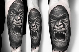 sasquatch hiding in the forest tattoo idea