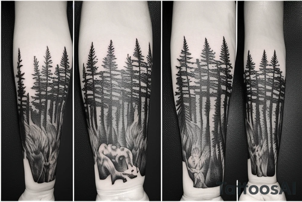 sasquatch hiding in the forest tattoo idea