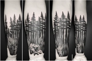 sasquatch hiding in the forest tattoo idea