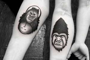 sasquatch hiding in the forest tattoo idea