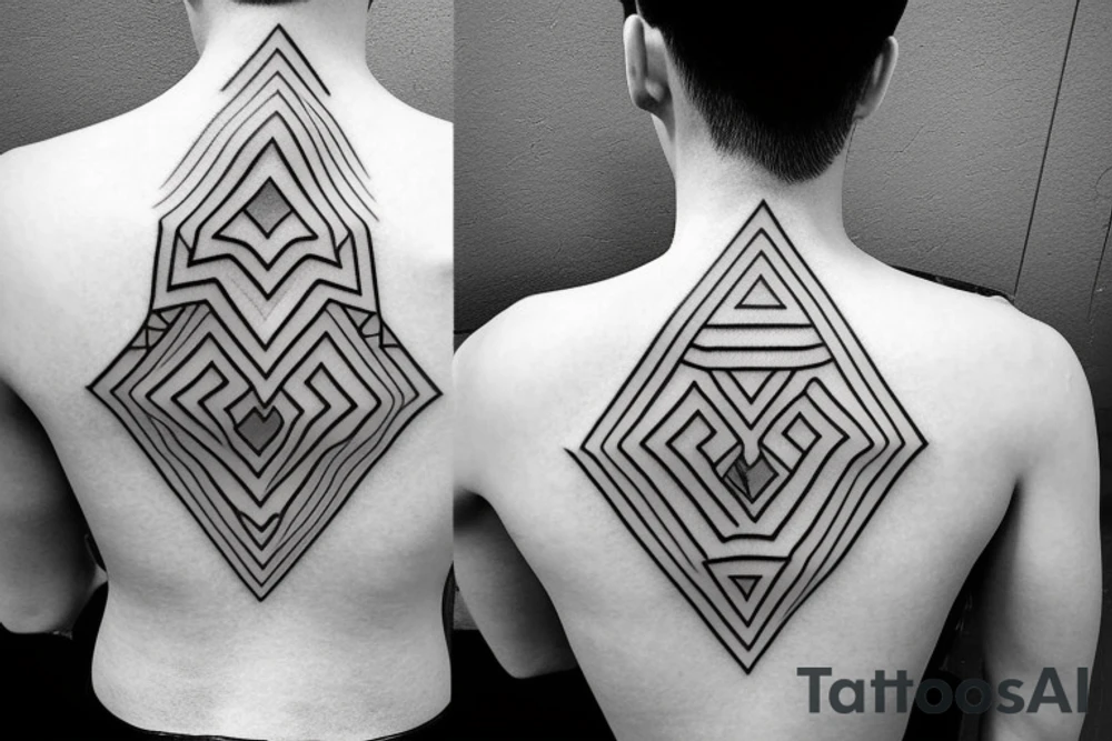 geometric pattern on back of neck tattoo idea