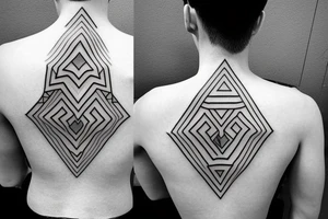 geometric pattern on back of neck tattoo idea