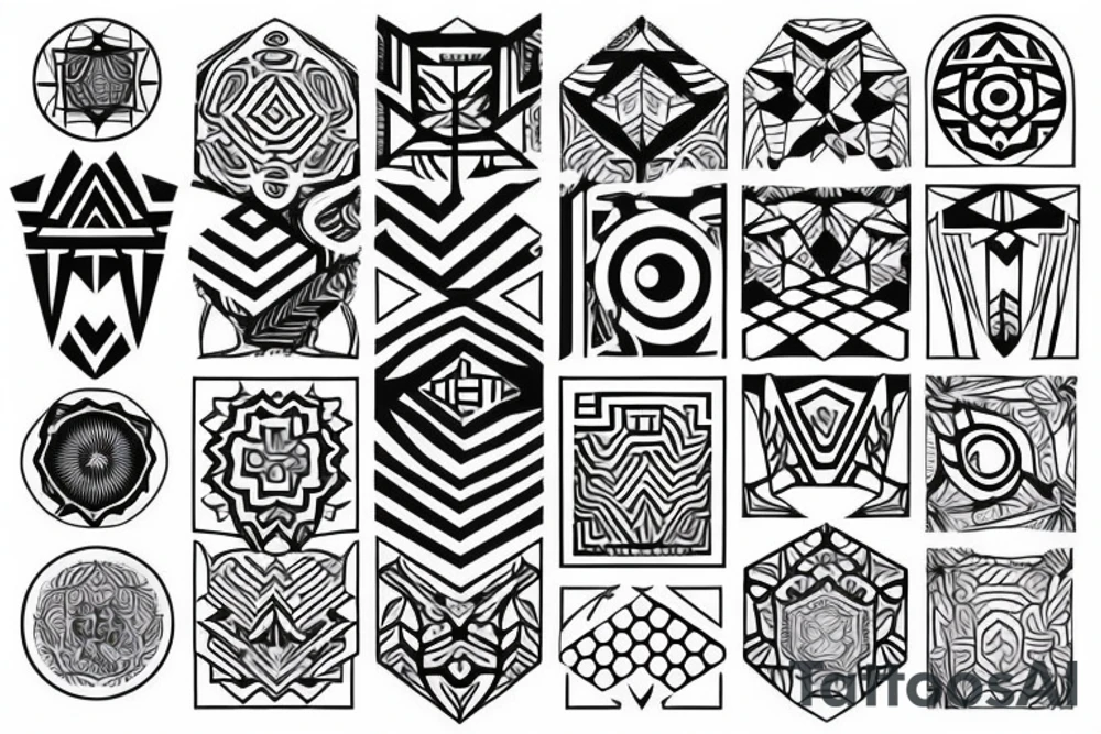 geometric pattern on back of neck tattoo idea
